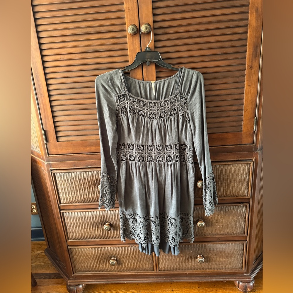 Free People lace shift dress long sleeves